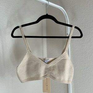 beginning boutique saved knit crop top beige